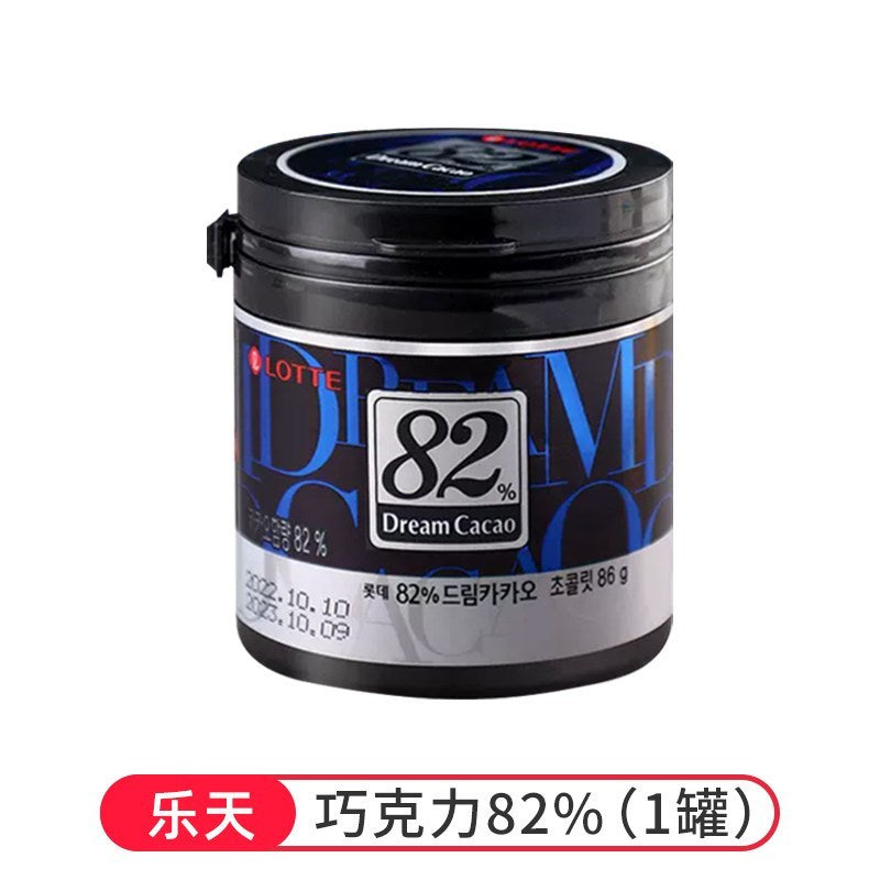 乐天 韩国巧克力 梦黑巧克力豆 56% 72% 82% 纯可可脂罐装 LOTTE Dream Cacao Korea Dark Chocolate Cubes 56% 72% 82% (86g)