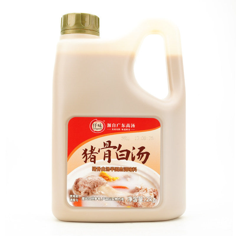 [新货亏本冲销量] 仟味 猪骨白汤 大骨汤 火锅汤底 粉面米线麻辣烫关东煮调味料汤底 Kingwell Tonkotsu Pork Bone Broth Soup Base (2kg)