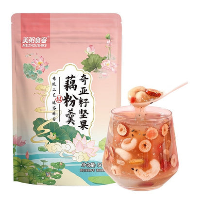 [新货亏本冲销量] 美粥食客 奇亚籽坚果藕粉羹 罐装袋装 MeiZhouShiKe Chia Seed Lotus Root Powder Soup (500g)
