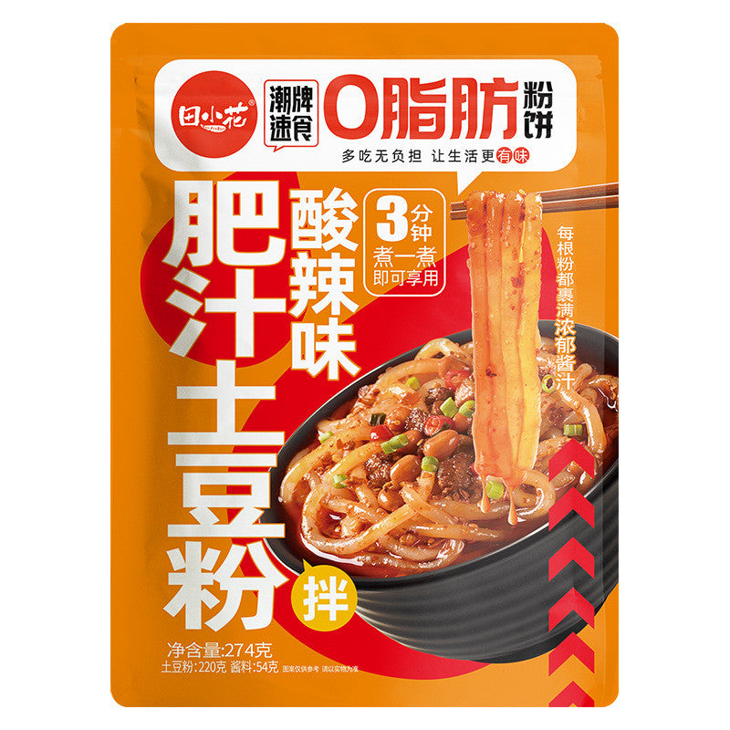 [新货亏本冲销量] 田小花流汁大宽粉 肥汁土豆粉 红油味 麻酱味 酸辣味 ０脂肪粉饼 面皮泡面土豆正宗山东宽粉 TianXiaoHua Spicy & Sesame Potato Noodles (274g)