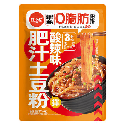 [新货亏本冲销量] 田小花流汁大宽粉 肥汁土豆粉 红油味 麻酱味 酸辣味 ０脂肪粉饼 面皮泡面土豆正宗山东宽粉 TianXiaoHua Spicy & Sesame Potato Noodles (274g)