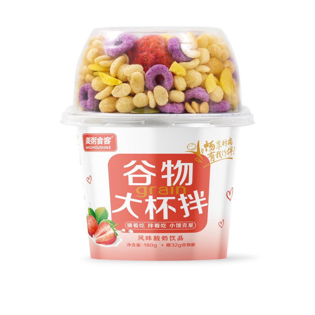 [新货亏本冲销量] 美粥食客 酸奶谷物大杯拌 嚼拌酸奶 搅拌酸奶 谷物燕麦脆 燕麦酸奶早餐代餐 Cereal Mixed Yogurt (212g)