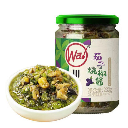 [新货亏本冲销量] 川娃子 烧椒酱 双椒酱 油泼辣子 上海葱油酱 蒜蓉剁椒酱 外婆菜 拌菜红油 剁椒酱 红油腐乳 黄豆兔丁酱 贡菜兔丁酱 下饭拌面炒菜辣椒酱 ChuanWaZi Roasted Chopped Chilli (280g)
