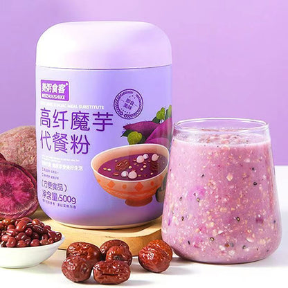 [新货亏本冲销量] 美粥食客 高纤魔芋代餐粉 花青素玫瑰银耳藕粉羹 薏米山药葛根粉 黑芝麻核桃黑豆粉 燕窝银耳豆浆粉 八珍粉 High Fiber Konjac Black Sesame Walnut Subsitute (500g)