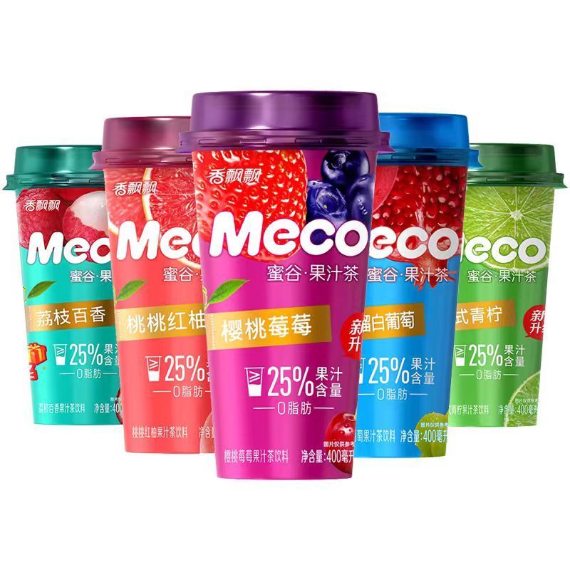 [新货亏本冲销量] 香飘飘 Meco 蜜谷果汁茶 泰式青柠 芒果芭乐 0脂肪饮料 桃桃红柚 樱桃莓莓 红石榴白葡萄 荔枝百香果 XiangPiaoPiao Meco Juice Tea (400ml)