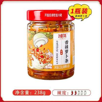 [新货亏本冲销量] 湘集彩椒酱 湘集1号 2号 3号 4号 5号 6号 7号 剁椒酱 辣椒酱 外婆菜 梅菜干 香辣萝卜条 蒜蓉剁椒酱 油辣椒 湖南特产 XiangJi Chopped Chili Sauce (258g)