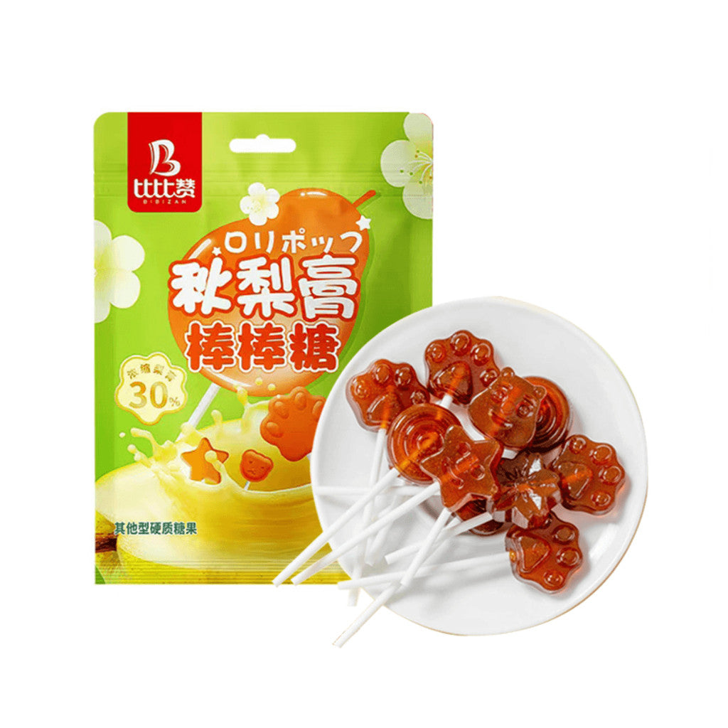[新货亏本冲销量] 比比赞 秋梨膏棒棒糖 无添加剂 润滑糖 儿时回忆小零食 BiBiZan Autumn Pear Paste Lollipop Candy (1s)
