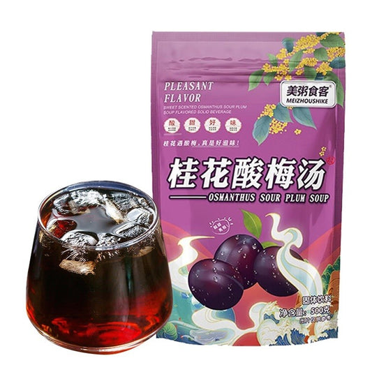 [新货亏本冲销量] 美粥食客 桂花酸梅汤 冰糖雪梨 梅粉酸梅晶 清凉冲饮颗粒 酸甜可口 夏日解暑必备饮料 MeiZhouShike Osmanthus Sour Plum Soup (500g)