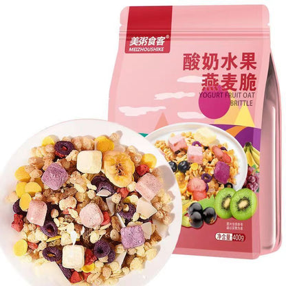[新货亏本冲销量] 美粥食客酸奶烘培水果燕麦片酸奶坚果燕麦片烘培坚果水果燕麦片混合坚果燕麦片混合水果燕麦片果粒冻干草莓麦片营养早餐 MeiZhouShike Yogurt Mixed Nuts Fruit Oatmeal (500g)