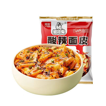 [新货亏本冲销量] 阿宽红油面皮 食族人红油荞麦面皮 酸辣味 椒麻味 麻酱味 麻辣味 糖醋麻辣味 泡椒柠檬味  泡面速食非油炸干拌面皮 A'Kuan Red Oil Chilli Spicy Wide Noodles (110g)
