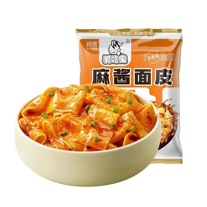 [新货亏本冲销量] 阿宽红油面皮 食族人红油荞麦面皮 酸辣味 椒麻味 麻酱味 麻辣味 糖醋麻辣味 泡椒柠檬味  泡面速食非油炸干拌面皮 A'Kuan Red Oil Chilli Spicy Wide Noodles (110g)