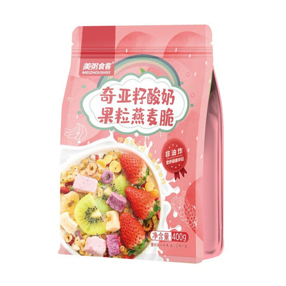 [新货亏本冲销量] 美粥食客酸奶烘培水果燕麦片酸奶坚果燕麦片烘培坚果水果燕麦片混合坚果燕麦片混合水果燕麦片果粒冻干草莓麦片营养早餐 MeiZhouShike Yogurt Mixed Nuts Fruit Oatmeal (500g)