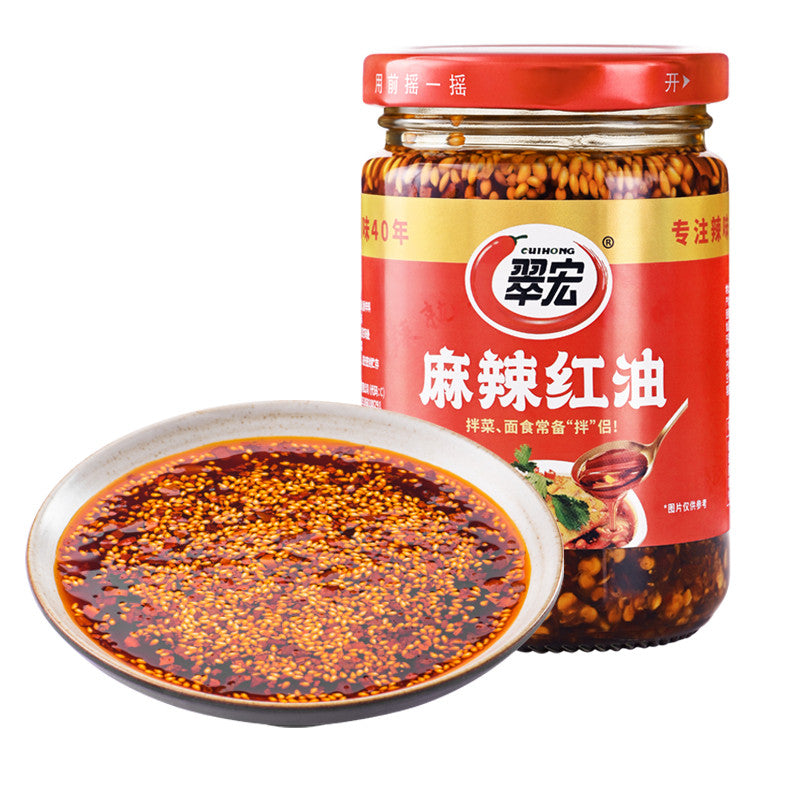 [新货亏本冲销量] 翠宏 香辣红油 红油拌菜料 麻辣红油 油泼辣子 烧椒酱 辣椒油 四川风味 油泼辣子 凉拌调味料 CuiHong Chili Oil (200g)