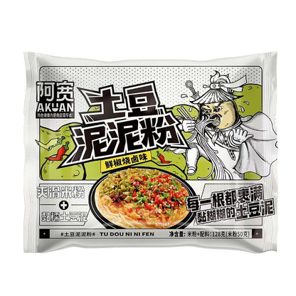 [新货亏本冲销量] 阿宽 爱吃鬼 土豆泥泥面 土豆泥拌面 土豆泥泥火鸡面 孜然麻辣味 坛坛酸菜味 浓香番茄味 鲜椒烧卤味 土豆泥泥粉 AKuan Mashed Potato Noodles (115g)