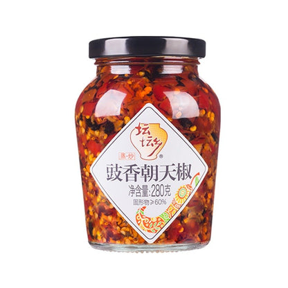[新货亏本冲销量] 坛坛乡 豉香朝天椒 蒜香朝天椒 拌饭剁剁辣椒 蒜蓉辣椒酱 蒸鱼头酱椒 精致剁辣椒 湖南特产 剁椒鱼头 炒肉下饭拌面 坛坛香 剁椒酱 TanTanXiang Chopped Chili (238g)
