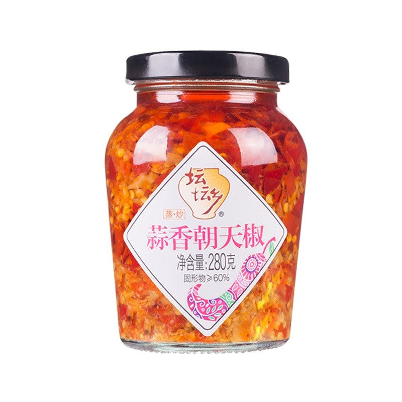 [新货亏本冲销量] 坛坛乡 豉香朝天椒 蒜香朝天椒 拌饭剁剁辣椒 蒜蓉辣椒酱 蒸鱼头酱椒 精致剁辣椒 湖南特产 剁椒鱼头 炒肉下饭拌面 坛坛香 剁椒酱 TanTanXiang Chopped Chili (238g)