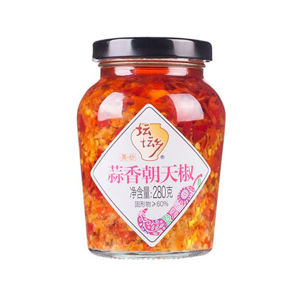 [新货亏本冲销量] 坛坛乡 豉香朝天椒 蒜香朝天椒 拌饭剁剁辣椒 蒜蓉辣椒酱 蒸鱼头酱椒 精致剁辣椒 湖南特产 剁椒鱼头 炒肉下饭拌面 坛坛香 剁椒酱 TanTanXiang Chopped Chili (238g)