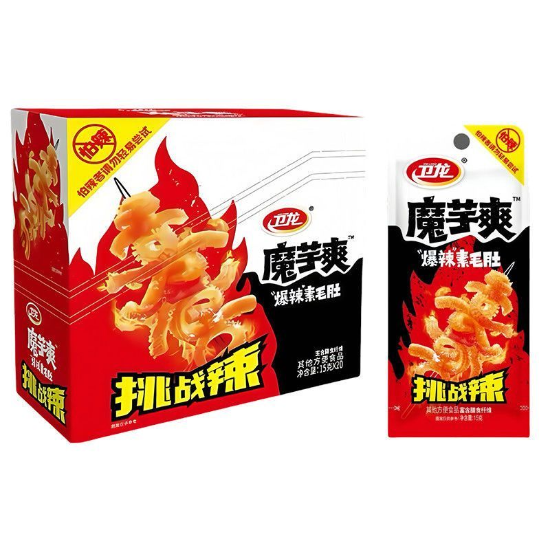 [新货亏本冲销量] 卫龙魔芋爽 网红素毛肚 香辣素毛肚 香辣味 麻辣味 酸辣味 爆辣味 麻酱味 亲嘴烧 盐津铺子大魔王 风吃海带 WeiLong Konjac Shuang MoYuShuang Spicy Snacks (20s)