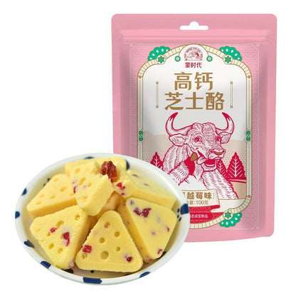 [新货亏本冲销量] 蒙时代 儿童高钙芝士奶酪 三角奶酪块 奶酥独立包装 内蒙酸奶酪奶酥 MengShiDai High Calcium Cheese Block Triangle Milk Cake Snack (100g)