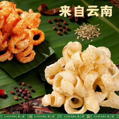 [新货亏本冲销量] 滇二娃 泰式炸猪皮 麻辣 椒盐味 即食酥脆高蛋白零食小吃 DianErWa Thai Fried Pork Skin Snack Crispy & Spicy (50g)