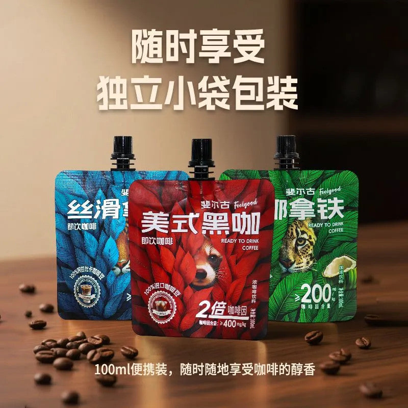 [新货亏本冲销量] 爽露爽 斐尔古 袋装咖啡 丝滑生椰拿铁 美式黑咖 即饮提神饮料 Shuang Lu Shuang Coffee RTD Silk Latte Americano Coconut Latte (100ml)