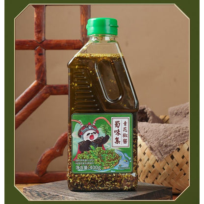 [新货亏本冲销量] 蜀味集 青花椒酱 四川正宗 青花椒油 麻椒调料 火锅必备Shuweiji Green Sichuan Peppercorn Paste Fresh Numbing Sauce for Fish Hotpot (400g)