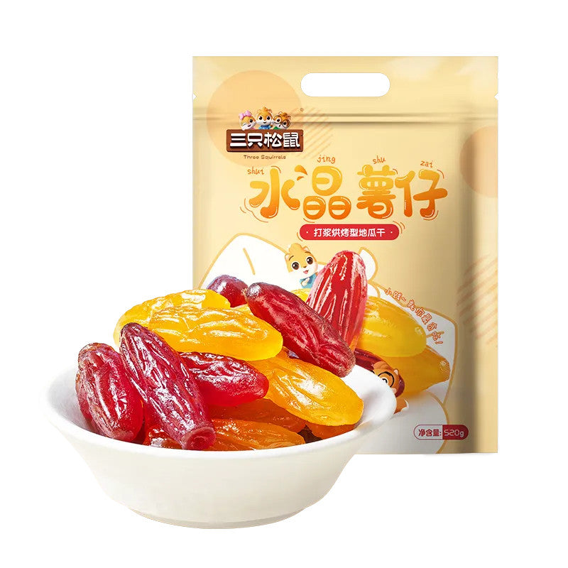 [新货亏本冲销量] 三只松鼠 水晶薯仔 紫薯仔 红薯 地瓜干 双重口味 休闲零食 Three Squirrels Sweet Potato Purple Potato Healthy Mixed Flavors Snacks (520g)