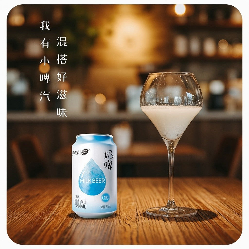 [新货亏本冲销量] 新希望 雪兰风味奶啤 0脂 网红饮料 New Hope Milk Beer Drink Zero Fat Beverage（300ml）