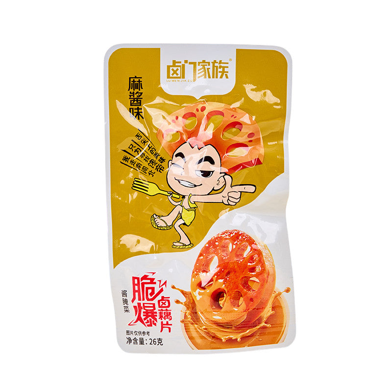 [新货亏本冲销量] 卤门家族 脆爆卤藕片 大刀藕片麻酱 香辣脆藕片 口水娃莲藕 香卤味莲藕 黑鸭味莲藕 LuMenJiaZu Lotus Root Slice (26g)