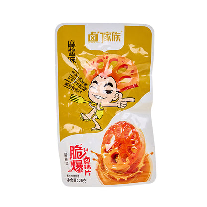 [新货亏本冲销量] 卤门家族 脆爆卤藕片 大刀藕片麻酱 香辣脆藕片 口水娃莲藕 香卤味莲藕 黑鸭味莲藕 LuMenJiaZu Lotus Root Slice (26g)