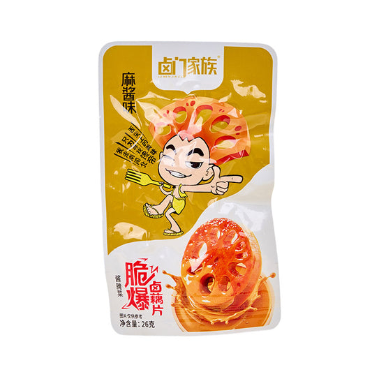 [新货亏本冲销量] 卤门家族 脆爆卤藕片 大刀藕片麻酱 香辣脆藕片 口水娃莲藕 香卤味莲藕 黑鸭味莲藕 LuMenJiaZu Lotus Root Slice (26g)