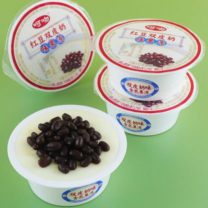 [新货亏卖冲销量] 呵吻 红豆果冻双奶皮 双奶皮 红豆奶冻甜品 冰凉休闲 下午茶小吃 Red Bean Double Milk Jelly Pudding (160g)