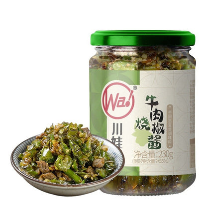 [新货亏本冲销量] 川娃子 烧椒酱 双椒酱 油泼辣子 上海葱油酱 蒜蓉剁椒酱 外婆菜 拌菜红油 剁椒酱 红油腐乳 黄豆兔丁酱 贡菜兔丁酱 下饭拌面炒菜辣椒酱 ChuanWaZi Roasted Chopped Chilli (280g)