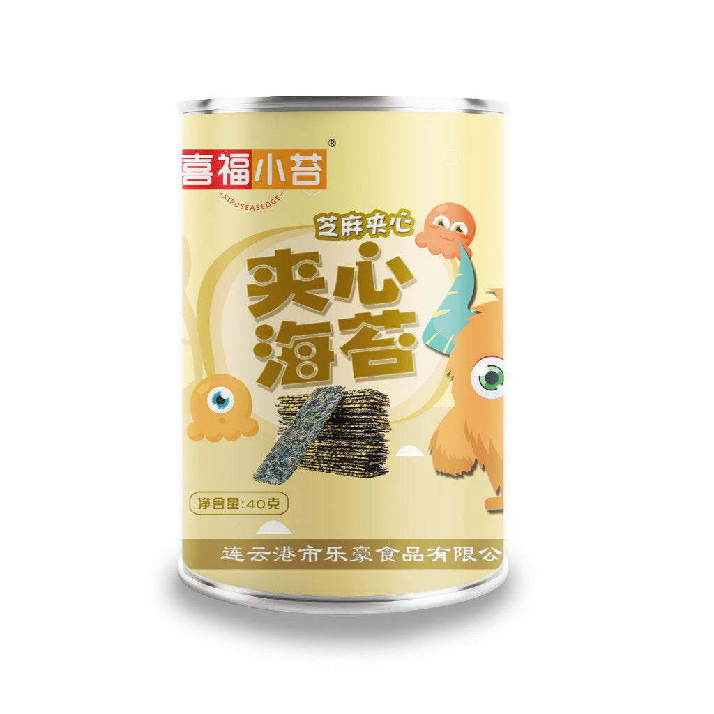 [新货亏卖冲销量] 喜福小苔 芝麻夹心海苔 酥脆营养 即食海苔 孕妇儿童 休闲零食罐装 Sesame Seaweed Crispy Snack (40g)