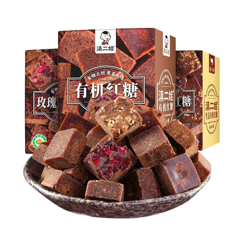 [新货亏本冲销量] 滇二娃 云南有机红糖 玫瑰姜茶 姜母茶 方块大姨妈补 甘蔗糖块气血 独立小包装 DianErWa Yunnan Organic Rose Brown Sugar Ginger Tea Cubes (120g)
