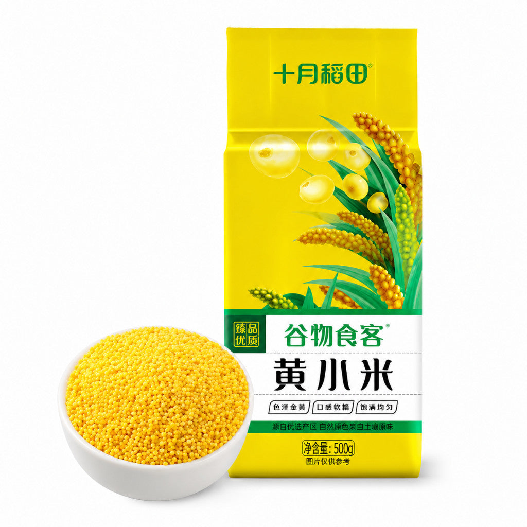 [新货亏卖冲销量] 十月稻田 黄小米 金黄颗粒 家庭煮粥 杂粮米 百搭营养 早餐食堂家用 Golden Millet for Porridge (500g)