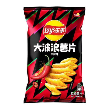 [新货亏本冲销量] 乐事 大波浪薯片 辛辣味 鱿鱼味 鸡翅味 五花肉味 Lay's Wave Potato Chips (40g)
