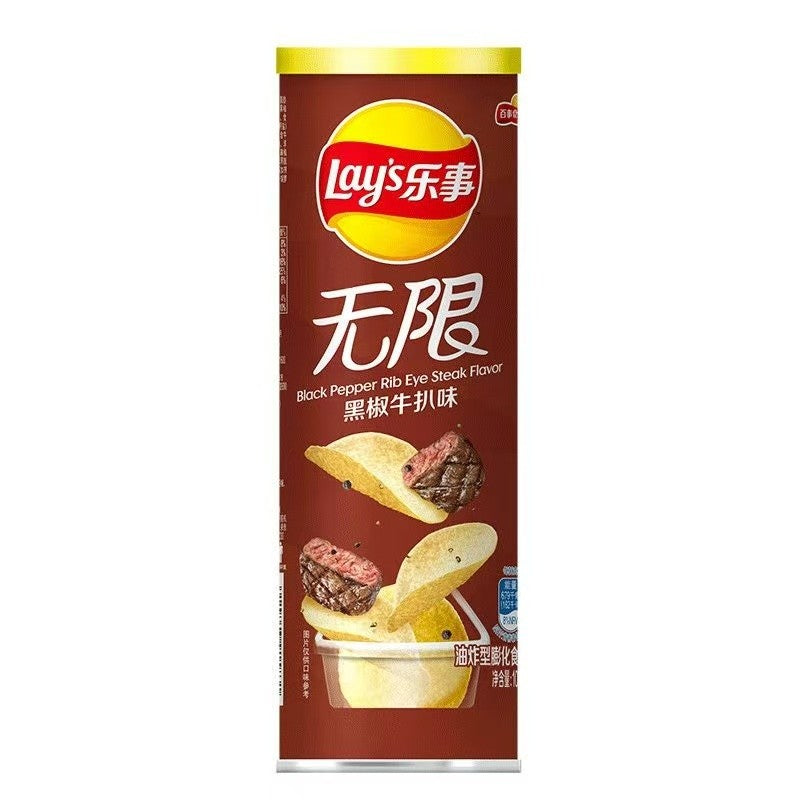 [新货亏本冲销量] 乐事 无限罐装薯片 办公室小吃零食休闲解馋 Lay's Stax Potato Chips Office Snacks Assorted Flavors Keropok Kentang (104g)