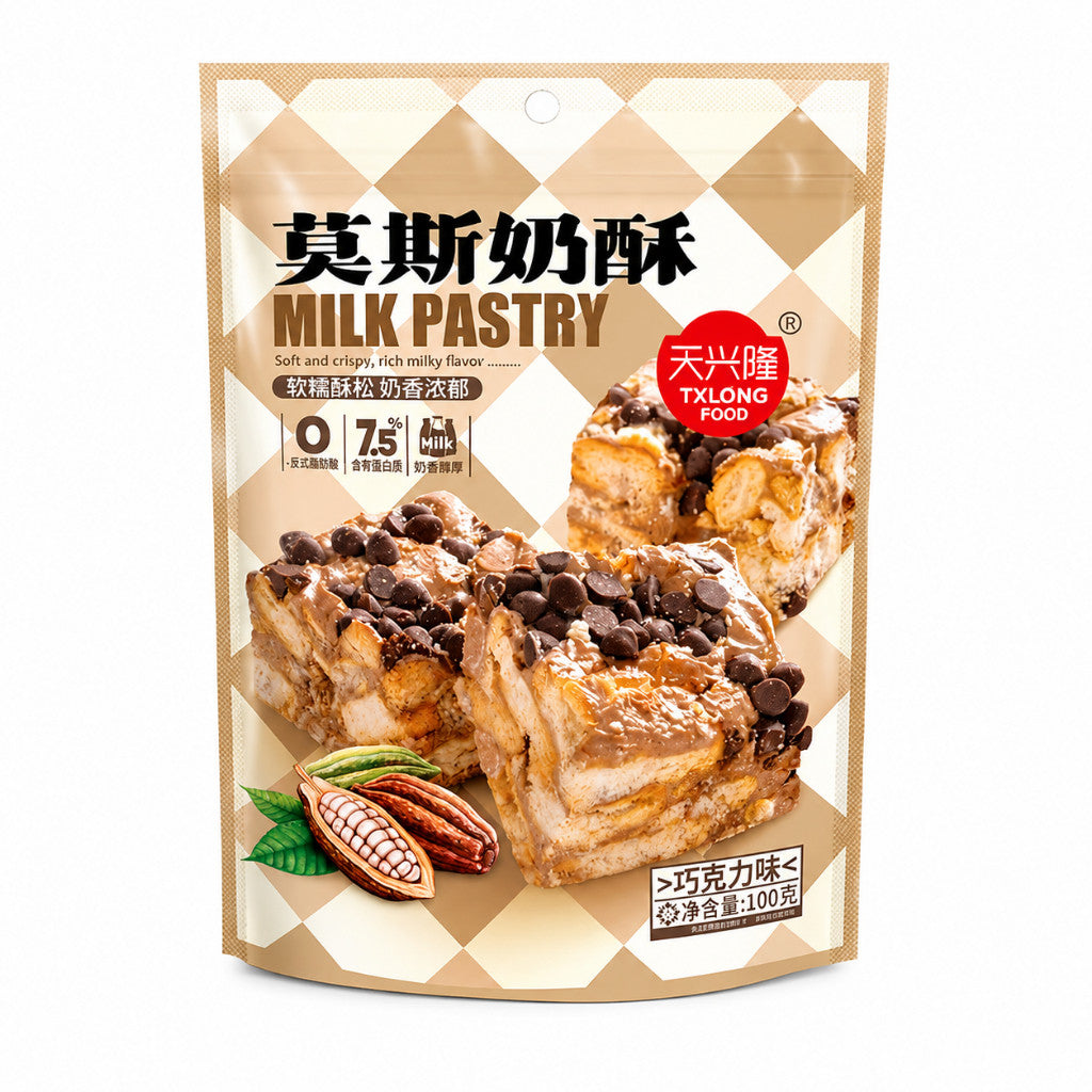 [新货亏卖冲销量] 天兴隆 莫斯奶酥 肉松 巧克力 五红味糕点 雪花酥 下午茶 独立包装 休闲零食 Snowflake Crispy Milky Pastry (100g)