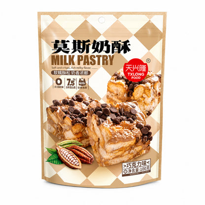 [新货亏卖冲销量] 天兴隆 莫斯奶酥 肉松 巧克力 五红味糕点 雪花酥 下午茶 独立包装 休闲零食 Snowflake Crispy Milky Pastry (100g)