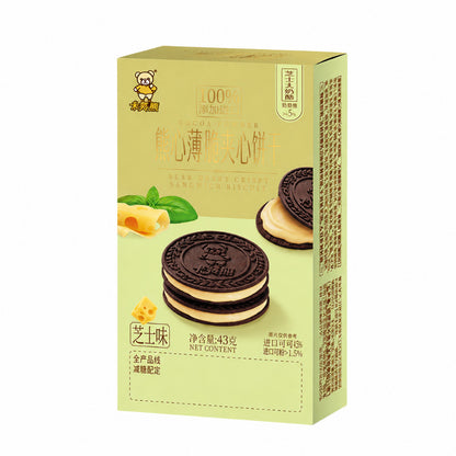 [新货亏卖冲销量] 卡宾熊 薄脆夹心饼干 巧克力味 花生酱味 芝士味 酥脆休闲零食 夹心饼干 Crispy Sandwich Biscuits (43g)