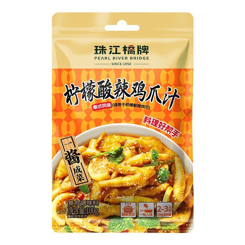 [新货亏本冲销量] 珠江桥牌 柠檬酸辣鸡爪汁 泰式风味汁 无骨凉拌鸡脚 Pearl River Bridge Thai Style Hot & Sour Sauce Lemon Chicken Dressing (100g)