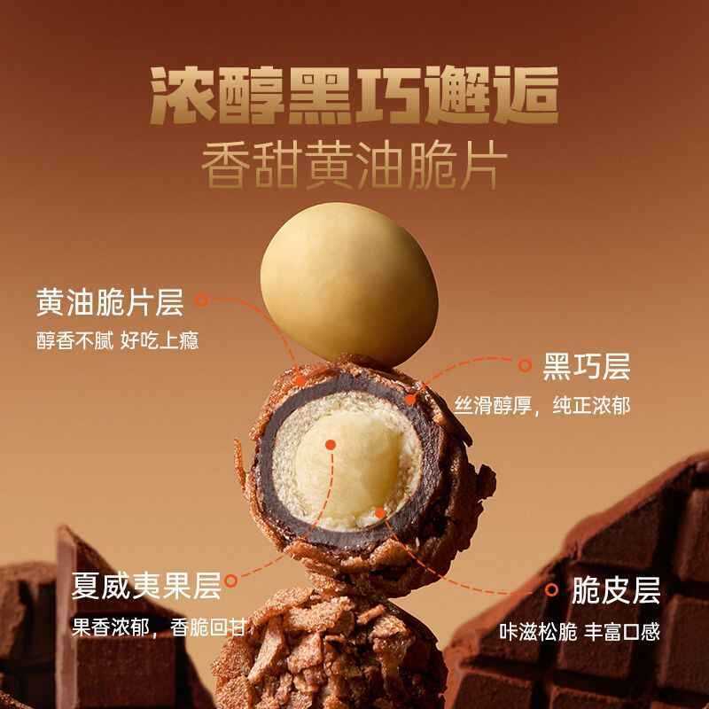 [新货亏卖冲销量] 甘源 熔岩黑巧坚果仁 夏威夷果 榛子仁 巧克力夹心 网红袋装 休闲小零食 Dark Chocolate Nut Bites Snack (20g)
