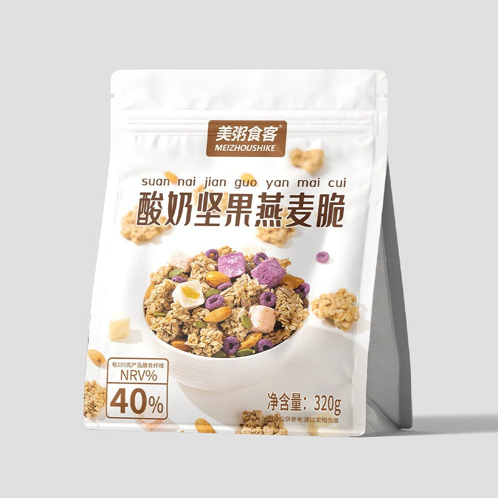 [新货亏本冲销量] 美粥食客 草莓水果燕麦脆 酸奶水果燕麦脆 酸奶坚果燕麦脆 非油炸 不含反复脂肪 营养早餐麦片 MeiZhouShiKe Yogurt Oat Crunch (320g)
