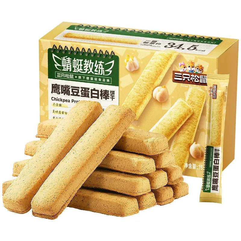 [新货亏本冲销量] 三只松鼠 蜻蜓教练 鹰嘴豆蛋白棒 0反式脂肪酸 高蛋白 全麦健身能量代餐 Three Squirrels Chickpea Protein Bar High Protein Fitness Snack (156g)
