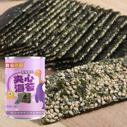 [新货亏卖冲销量] 喜福小苔 芝麻夹心海苔 酥脆营养 即食海苔 孕妇儿童 休闲零食罐装 Sesame Seaweed Crispy Snack (40g)