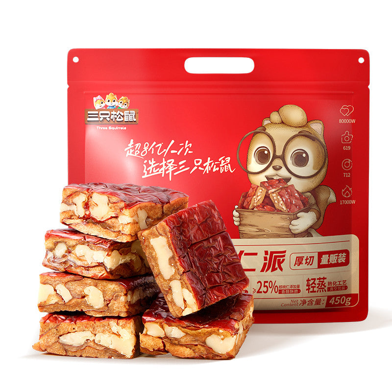 [新货亏本冲销量] 三只松鼠 枣仁派 红枣健康小零食 果干 枣仁 灰枣夹核桃 Three Squirrels Jujube Walnut Sandwich Red Date Walnut Healthy Snack (450g)