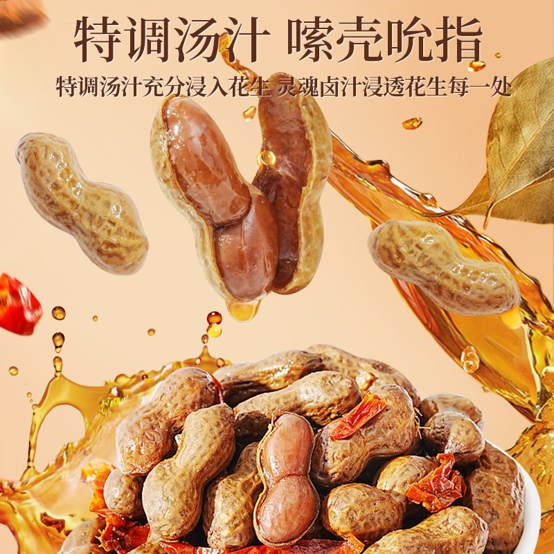 [新货亏本冲销量] 老街口 卤汁花生 带壳 香辣味 五香味 零食小吃下酒菜 Lao Jie Kou Braised Peanuts Spicy Five Spice (250g)