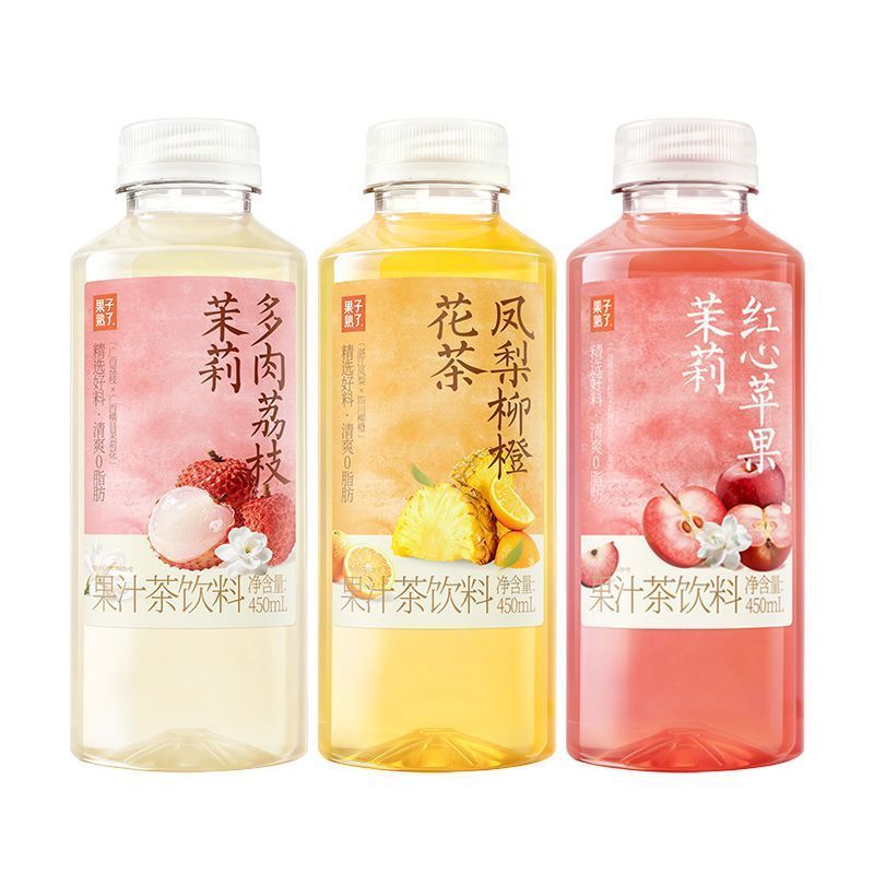 [新货亏卖冲销量] 果子熟了 果汁茶饮料 多肉荔枝茉莉 凤梨柳橙 红心苹果 多口味混合 清爽0脂肪 果茶饮品 Mixed Fruit Tea Drink 0 Fat (450ml)