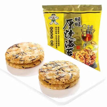 [新货亏卖冲销量] 旺旺 厚烧海苔米饼 糙米饼干 海苔咸香酥脆 休闲零食 办公室追剧解馋 Seaweed Rice Crackers Snack (118g)